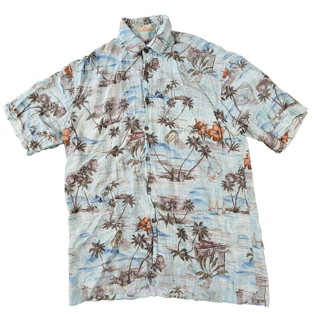 Campia‎ Moda Rayon Button Up Short Sleeve Hawaiian Shirt Size M